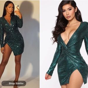 Sparkly greenish blue fashion nova dress with tags
